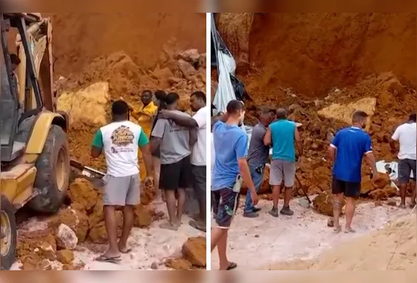 Deslizamento ocorreu durante uma obra em uma distribuidora de bebidas em Cariacica