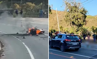 Imagem ilustrativa da imagem Dois homens morrem após moto bater em caminhão e pegar fogo no Sul do ES