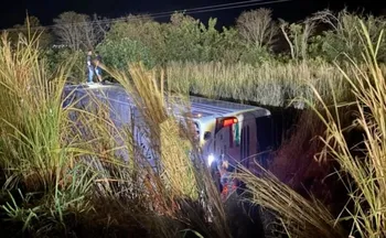Imagem ilustrativa da imagem Motorista morre após ônibus que transportava estudantes tombar no Noroeste do ES
