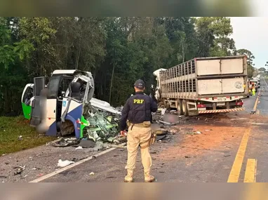 Imagem ilustrativa da imagem Acidente entre micro-ônibus e carreta deixa 23 mortos no Paraná