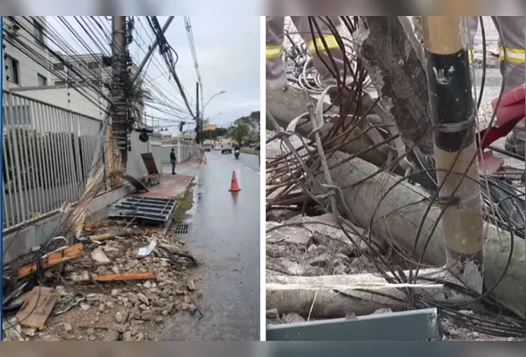 Ponto de ônibus e poste foram atingidos durante acidente