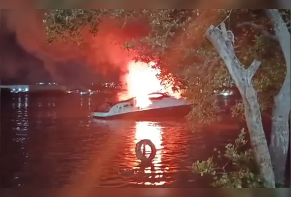 Uma fagulha de uma churrasqueira teria iniciado o incêndio. Testemunhas em motos aquáticas tentaram conter as chamas