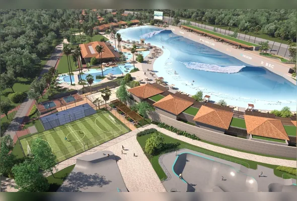Piscina de ondas em empreendimento que está sendo projetado em Búzios, com 240 metros de frente.