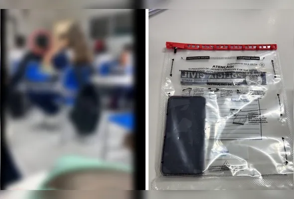 Foto publica pela adolescente e celular apreendido pela Polícia Civil