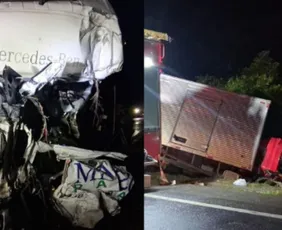 Imagem ilustrativa da imagem Batida entre dois caminhões deixa um morto e outro ferido na BR-101 em Sooretama