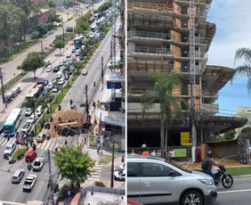 Imagem ilustrativa da imagem Caminhão de areia tomba e complica trânsito na Av. Fernando Ferrari, em Vitória