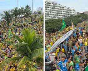 Imagem ilustrativa da imagem Flávio Bolsonaro reúne multidão em ato na Barra da Tijuca