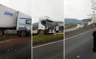 Imagem ilustrativa da imagem Acidente entre duas carretas e um carro interdita via na Rodovia do Contorno
