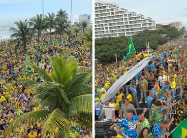 Imagem ilustrativa da imagem Flávio Bolsonaro reúne multidão em ato na Barra da Tijuca