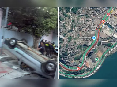 Imagem ilustrativa da imagem Carro capota e complica o trânsito na Curva do Saldanha