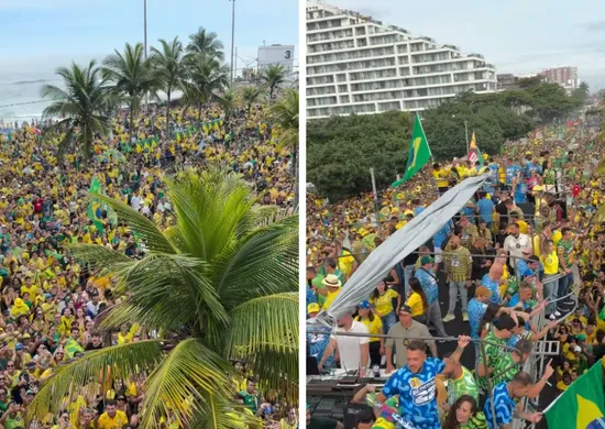 Imagem ilustrativa da imagem Flávio Bolsonaro reúne multidão em ato na Barra da Tijuca