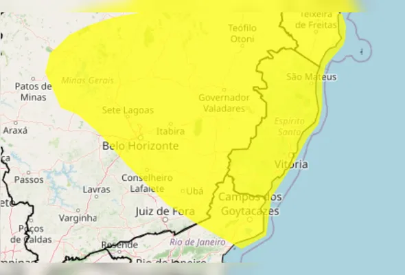 Alerta amarelo sob todo o Espírito Santo