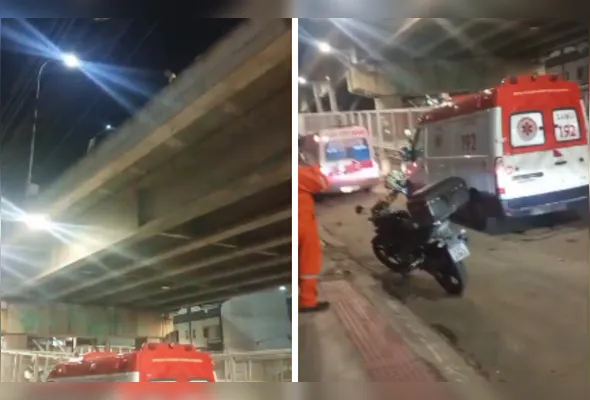 Vítima caiu próximo a um valão após acidente na ponte e foi socorrida com vida pelo SAMU