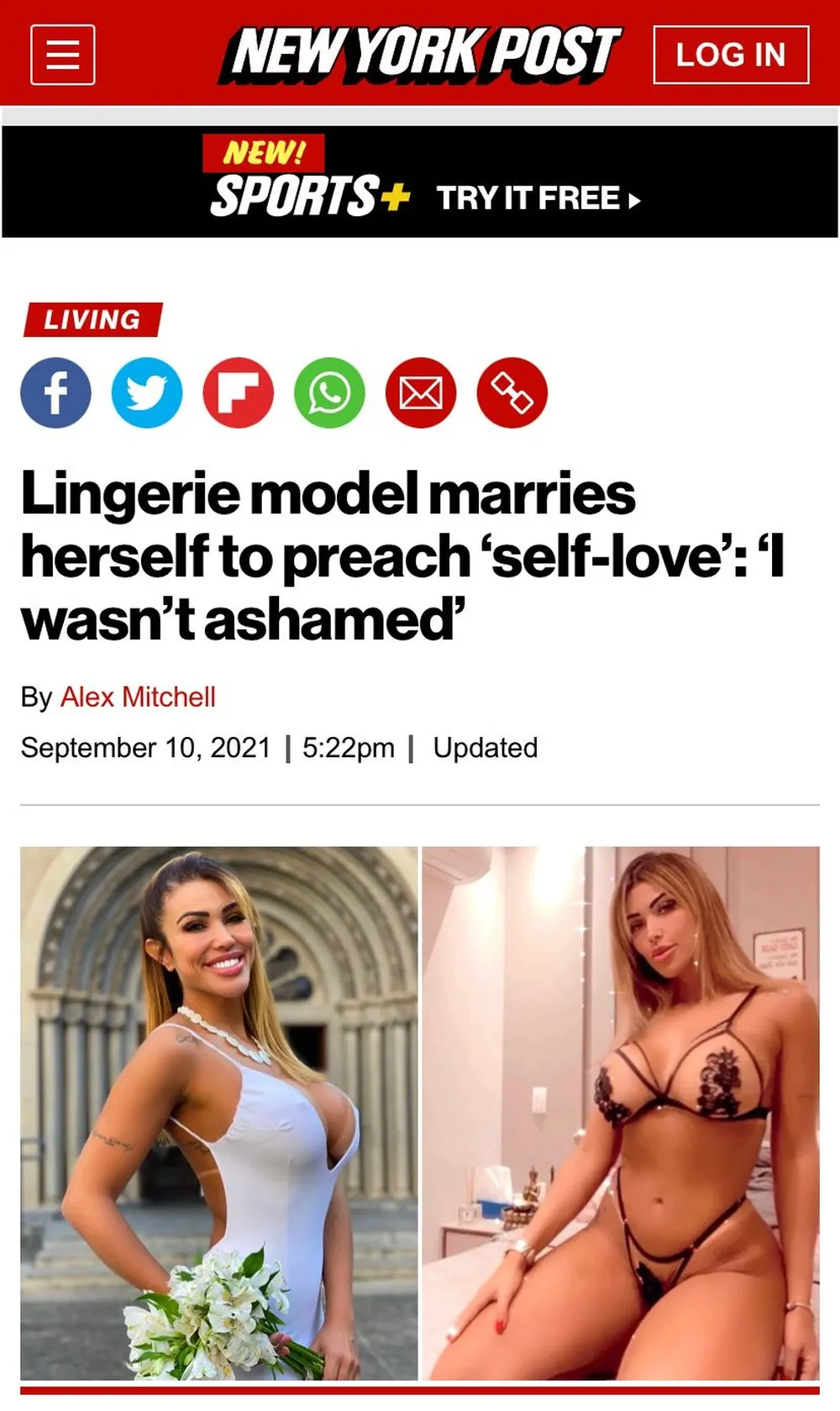 Imagem ilustrativa da imagem Após se 'casar' sozinha, modelo Cris Galera diz que vai se divorciar para desfilar no carnaval