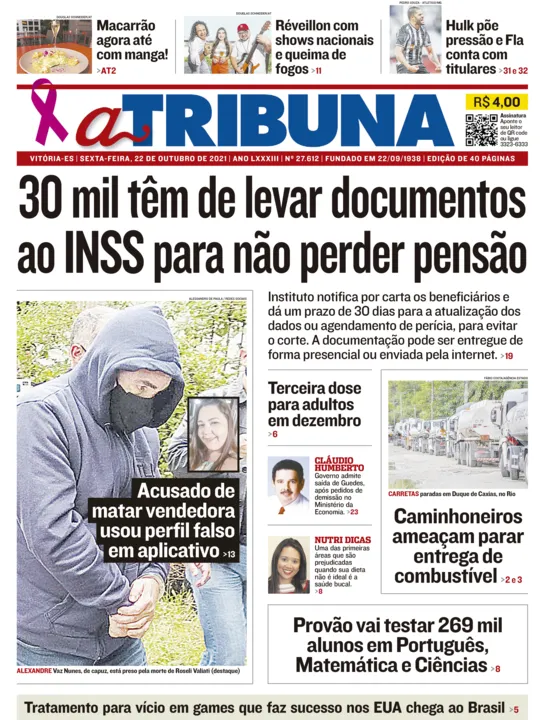 Imagem ilustrativa da imagem Clique aqui e veja os destaques do jornal A Tribuna desta sexta