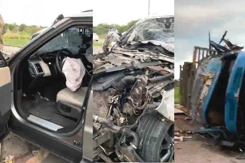 Imagem ilustrativa da imagem Acidente entre caminhão e carro de passeio deixa uma pessoa ferida