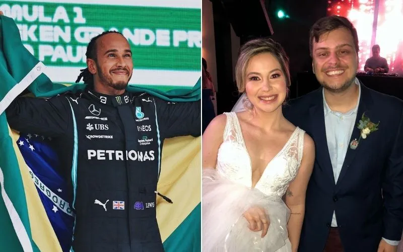 Imagem ilustrativa da imagem Lewis Hamilton compartilha vídeo de casamento de fãs capixabas: "Maravilhoso"