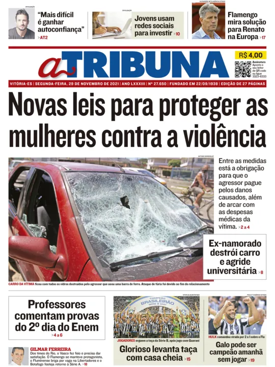 Imagem ilustrativa da imagem Clique aqui e veja os destaques do jornal A Tribuna desta segunda