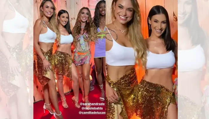 Imagem ilustrativa da imagem Em festa da influenciadora Gkay, Boca Rosa e Sarah Andrade usam roupa igual