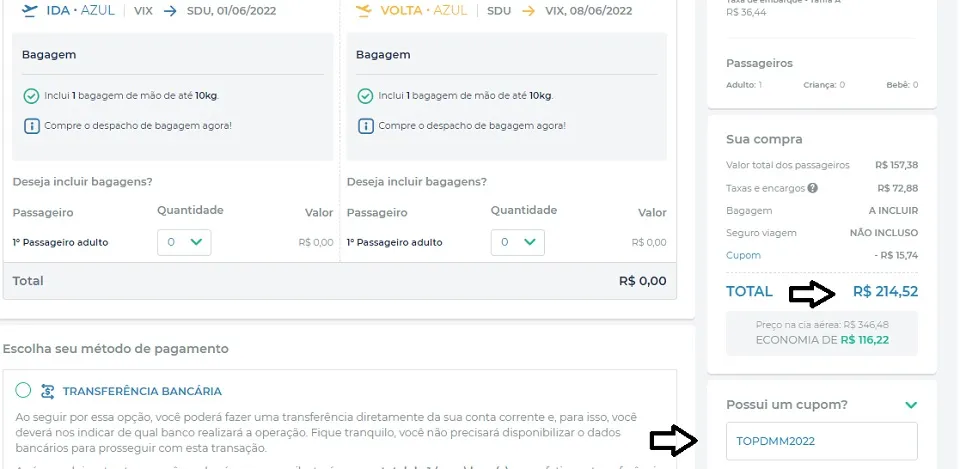 Imagem ilustrativa da imagem Use cupom e garanta passagens por apenas R$ 214 nos voos de Vitória