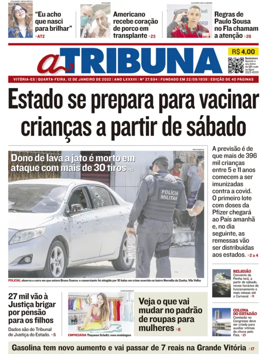 Imagem ilustrativa da imagem Clique aqui e veja os destaques do jornal A Tribuna desta quarta
