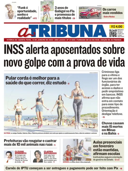 Imagem ilustrativa da imagem Clique aqui e veja os destaques do jornal A Tribuna desta quinta