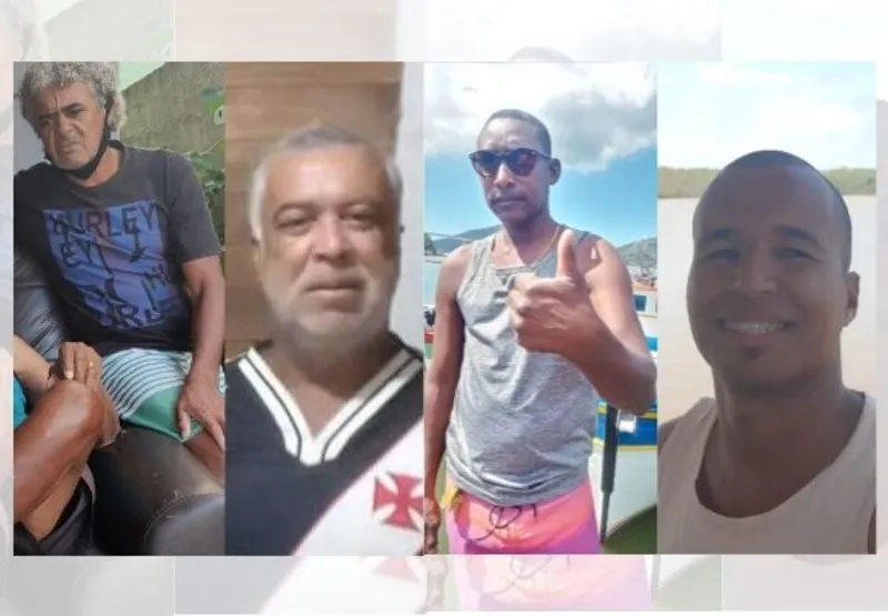 Os pescadores Rogério de Oliveira Nascimento, José Henrique Lopes da Silva, Imaclei Pinheiros Neves e Antonio Luiz Rodrigues Pereira estão desaparecidos há sete dias.