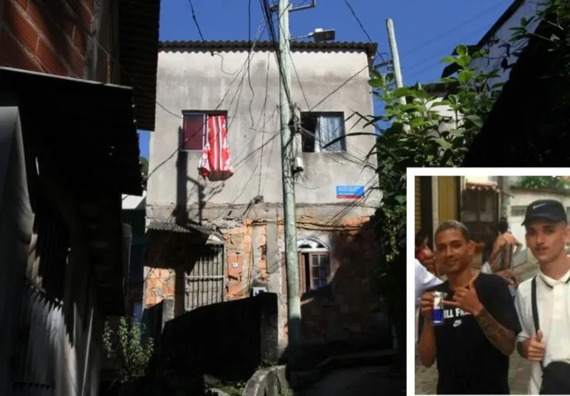 Casa onde os jovens Luiz Fernando e Kelton (destaque) moravam. Eles foram assassinados a tiros em Vitória