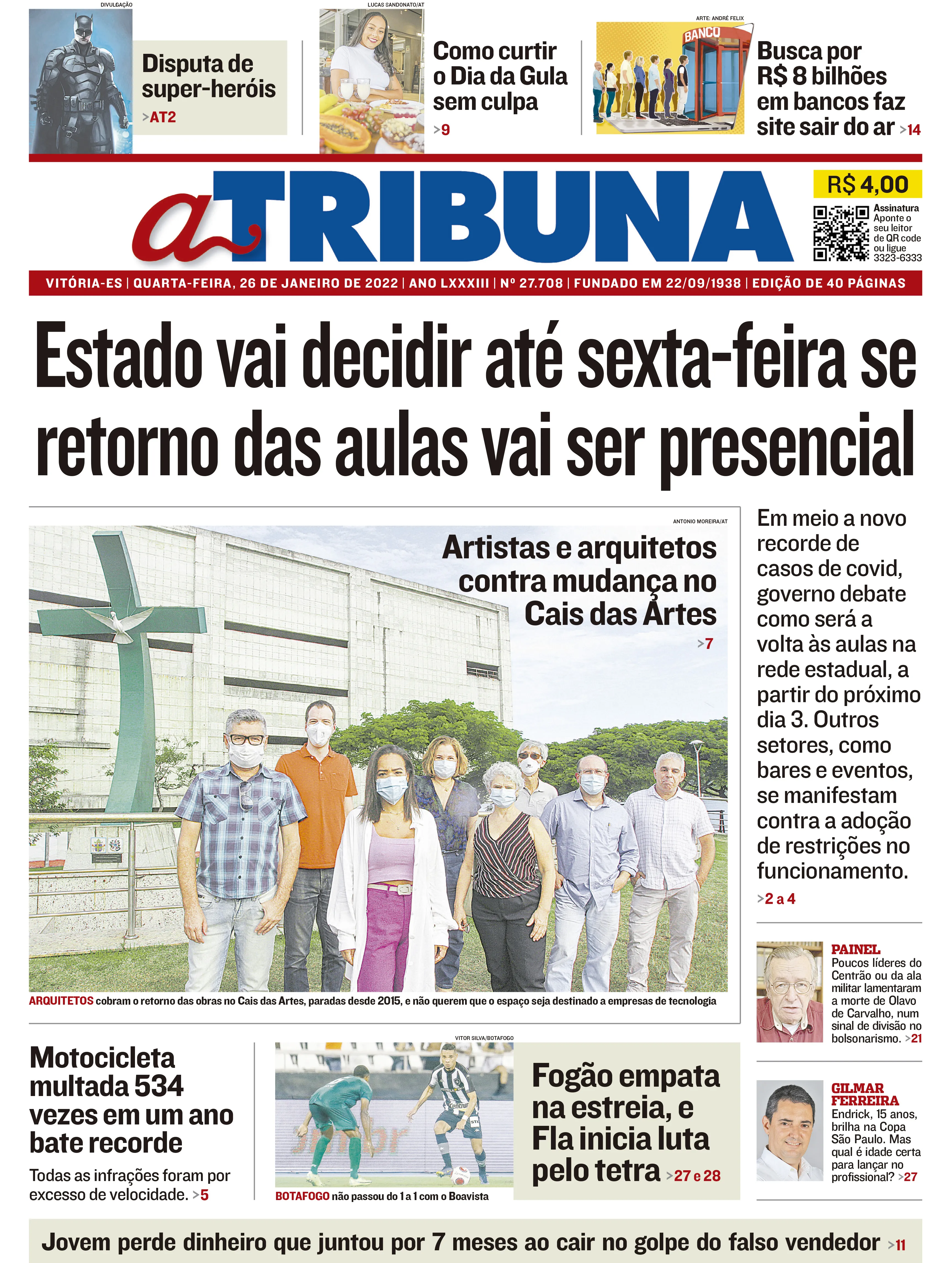 Imagem ilustrativa da imagem Clique aqui e veja os destaques do jornal A Tribuna desta quarta