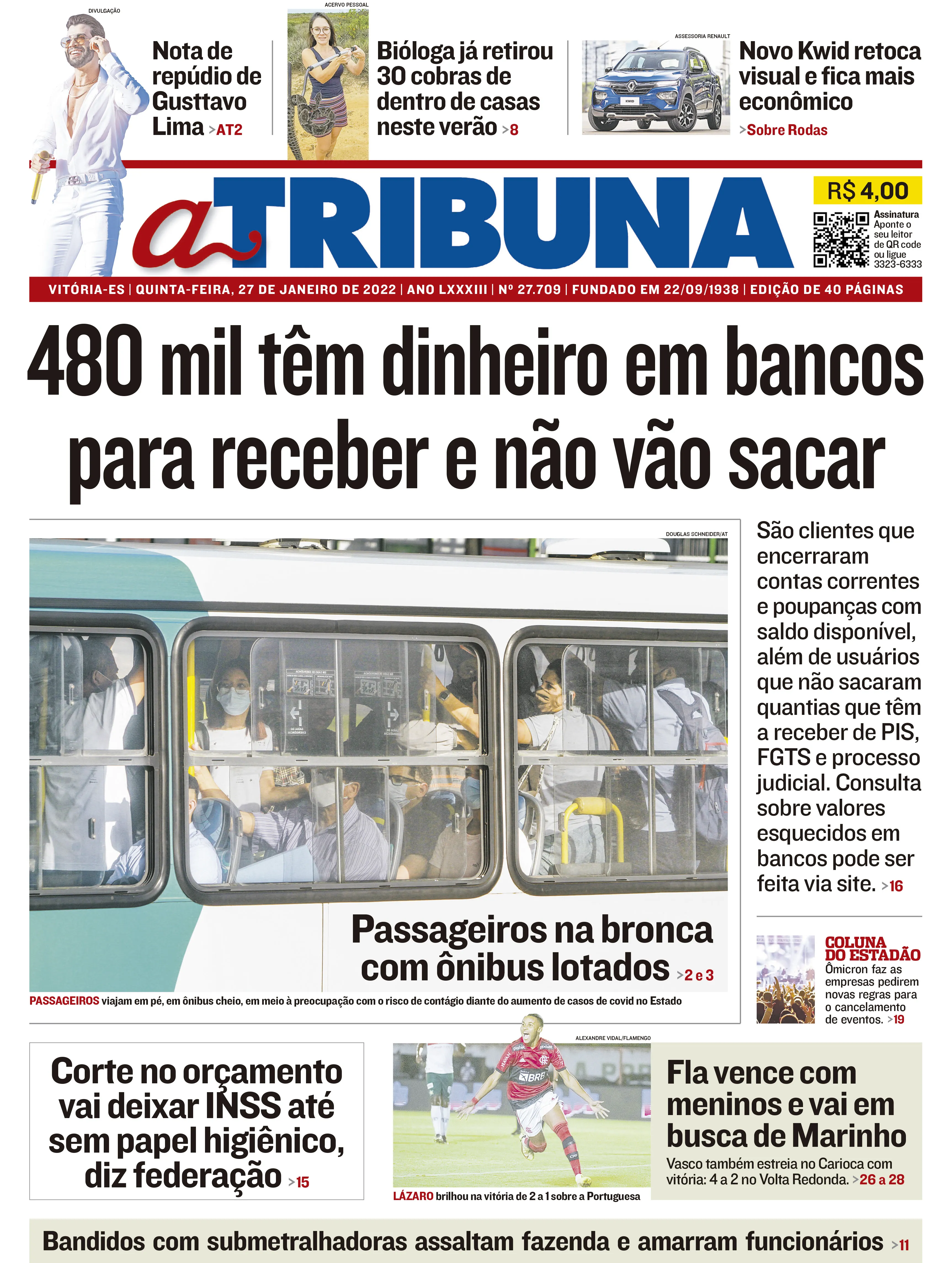 Imagem ilustrativa da imagem Clique aqui e veja os destaques do jornal A Tribuna desta quinta
