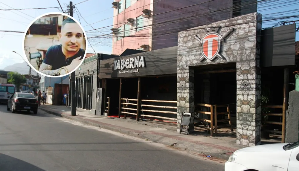 Restaurante onde Bruno Oliveira (destaque) foi assassinado