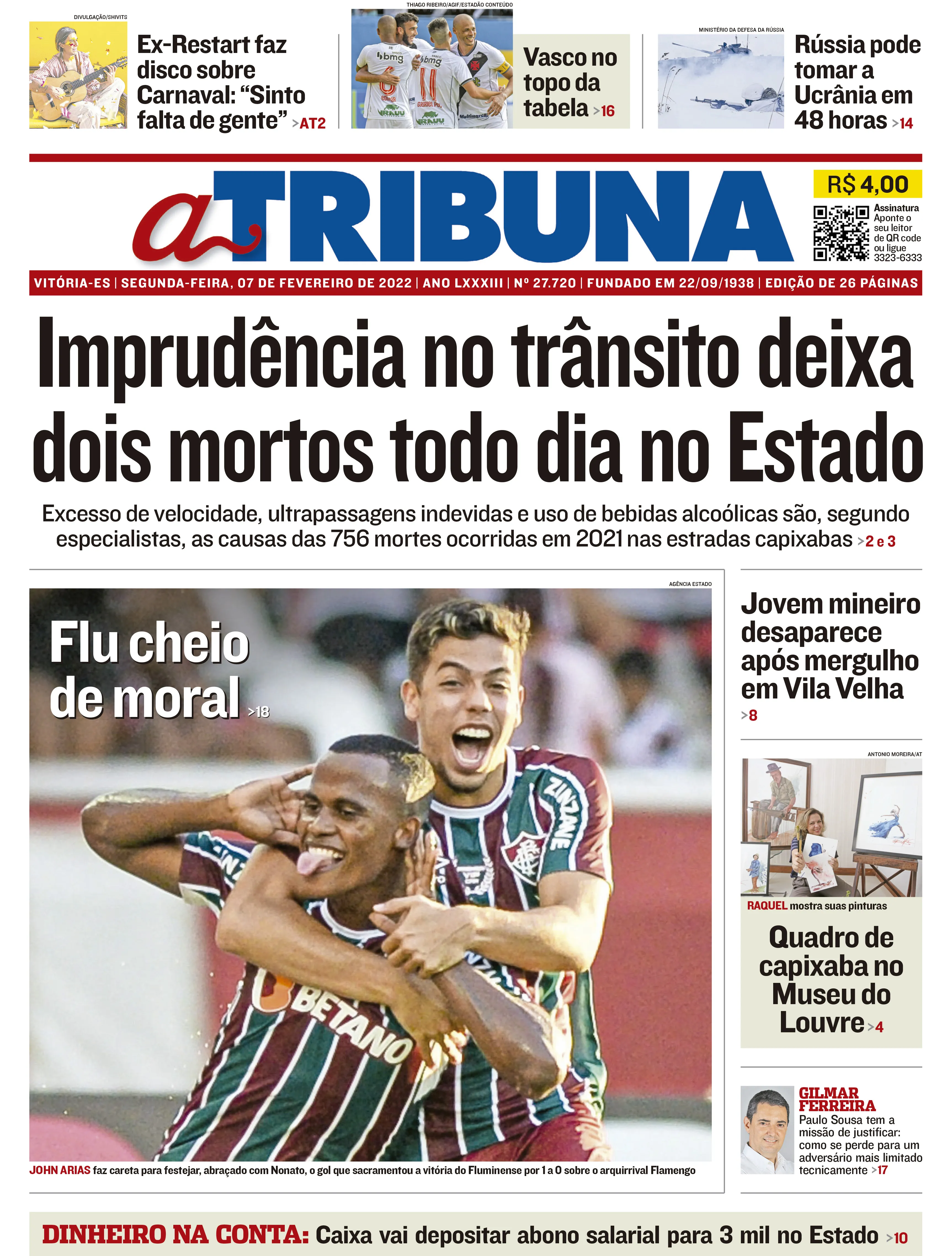Imagem ilustrativa da imagem Clique aqui e veja os destaques do jornal A Tribuna desta segunda