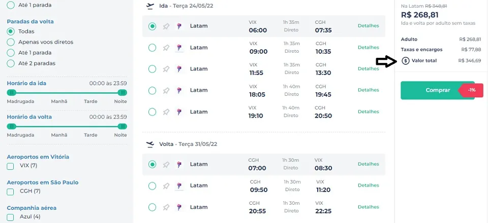 Imagem ilustrativa da imagem Passagens aéreas de Vitória para 9 destinos por menos de R$ 596