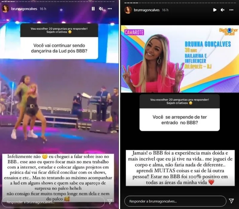 Imagem ilustrativa da imagem Brunna Gonçalves diz que não fará mais parte do balé de Ludmilla