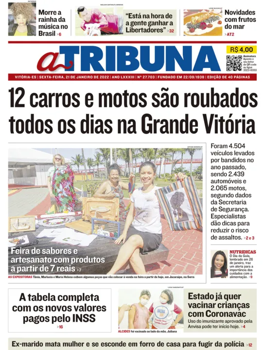 Imagem ilustrativa da imagem Clique aqui e veja os destaques do jornal A Tribuna desta sexta