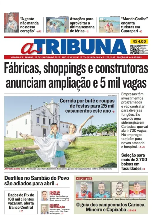 Imagem ilustrativa da imagem Clique aqui e veja os destaques do jornal A Tribuna deste sábado