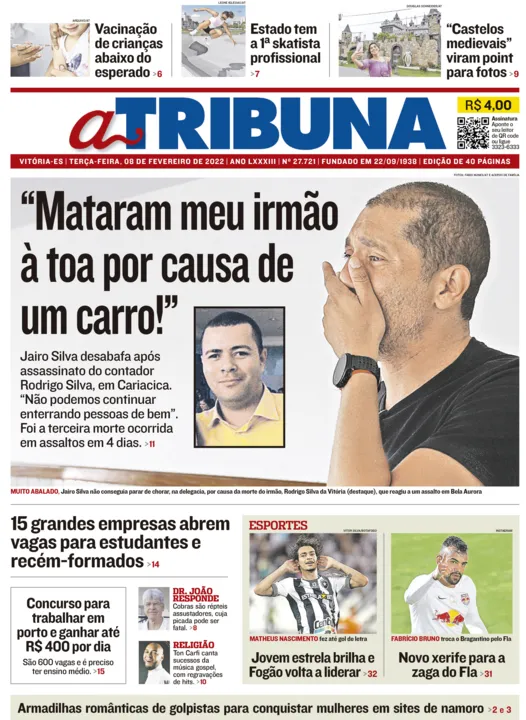 Imagem ilustrativa da imagem Clique aqui e veja os destaques do jornal A Tribuna desta terça