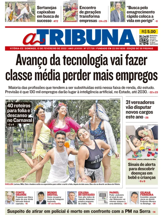 Imagem ilustrativa da imagem Veja os destaques do jornal A Tribuna deste domingo