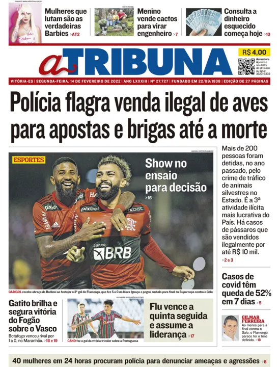Imagem ilustrativa da imagem Clique aqui e veja os destaques do jornal A Tribuna desta segunda