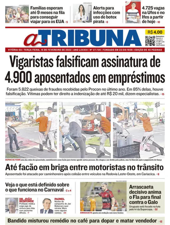 Imagem ilustrativa da imagem Clique aqui e veja os destaques do jornal A Tribuna desta terça