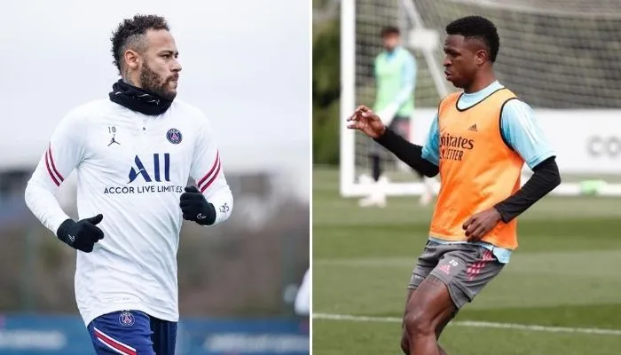 Imagem ilustrativa da imagem Duelo entre Neymar x Vinícius Jr na tela da TV Tribuna/SBT