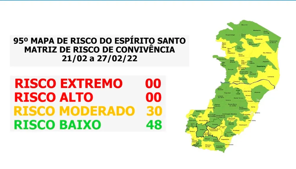 Imagem ilustrativa da imagem Mapa de Risco: trinta cidades classificadas como risco moderado