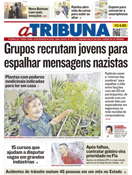 Imagem ilustrativa da imagem Clique aqui e veja os destaques do jornal A Tribuna desta terça