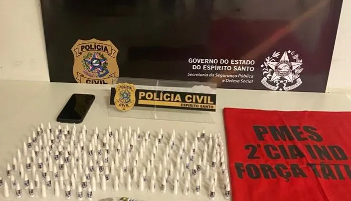 Imagem ilustrativa da imagem Jovem é preso com 177 pinos de cocaína e 5 buchas de maconha no interior do ES