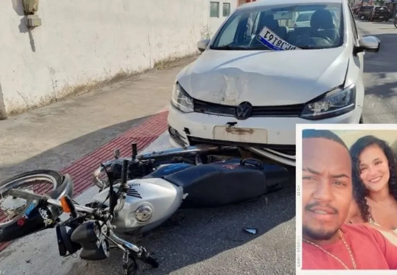Após briga no trânsito, uma motorista atropelou Webster Luiz e Franciane Bueque (destaque) em moto. Ela morreu