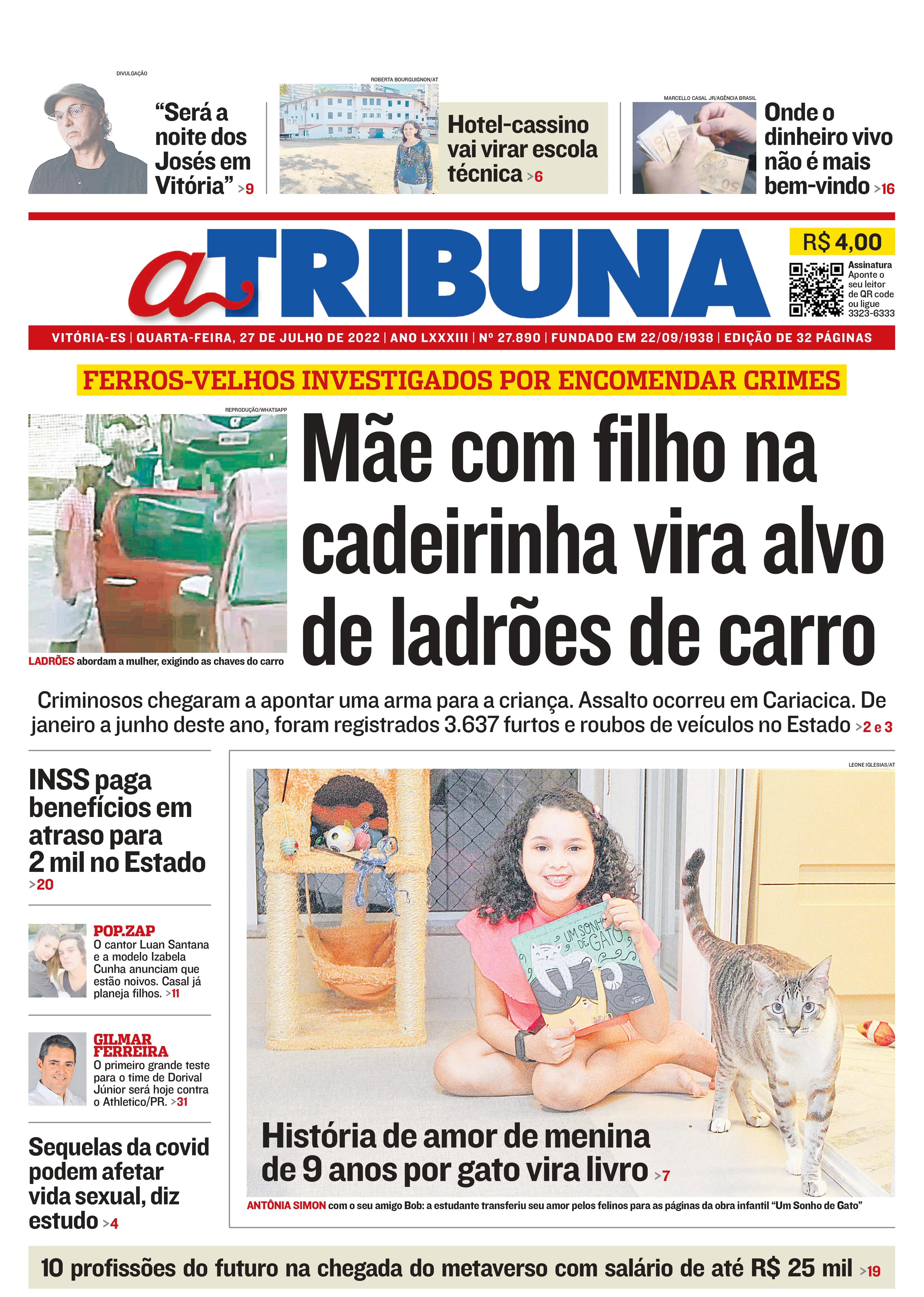 Imagem ilustrativa da imagem Confira os destaques do Jornal A Tribuna desta quarta-feira