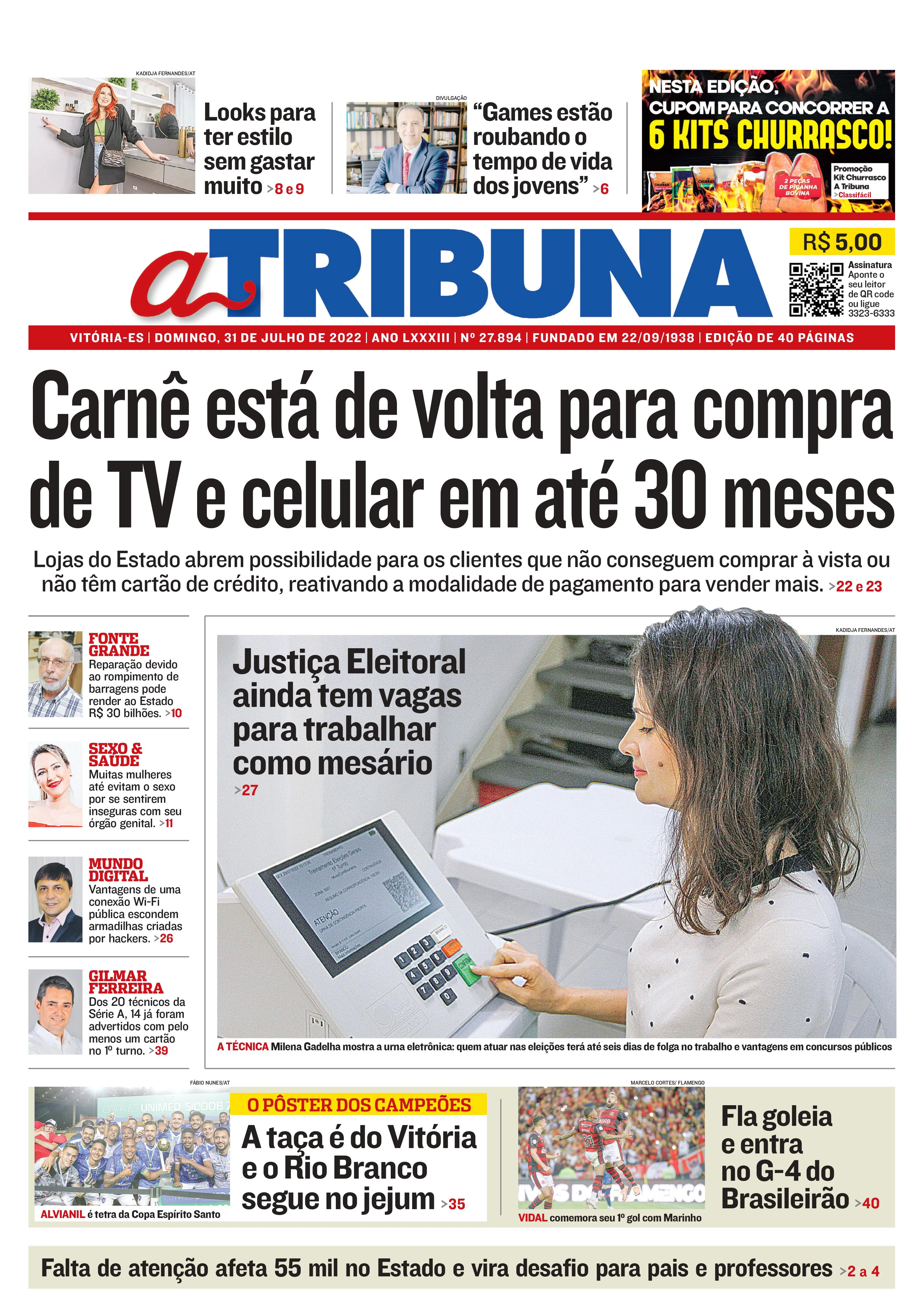 Imagem ilustrativa da imagem Confira os destaques do Jornal A Tribuna deste domingo