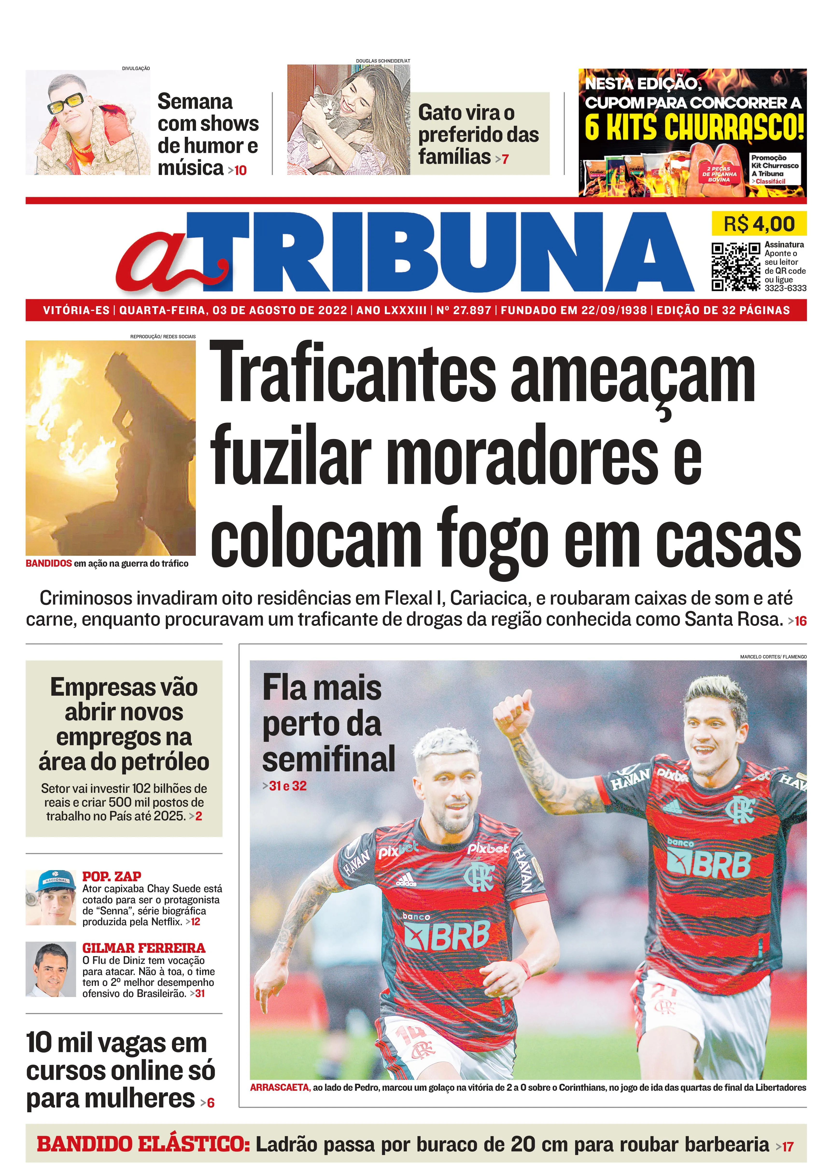 Imagem ilustrativa da imagem Confira os destaques do Jornal A Tribuna desta quarta-feira