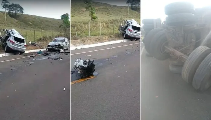 Imagem ilustrativa da imagem Acidente entre caminhão e dois carros deixa uma pessoa morta em rodovia do ES