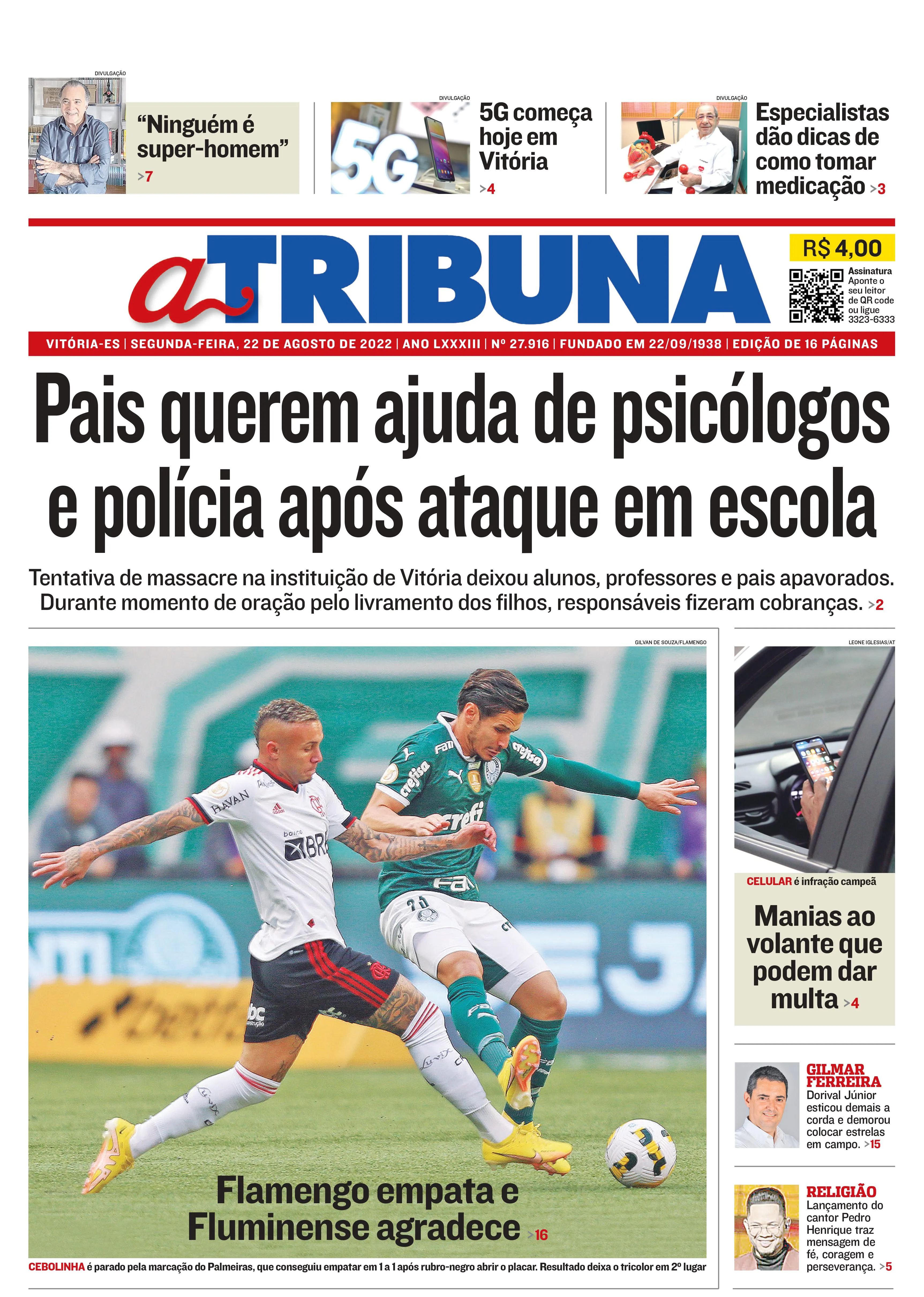 Imagem ilustrativa da imagem Confira os destaques do Jornal A Tribuna desta segunda-feira